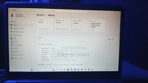 New Innjoo Laptop 8GB RAM, Intel Core i3, 256GB SSD - 1