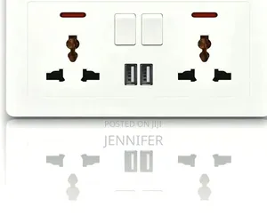 2-Gang Universal Switched Wall Socket with USB Ports