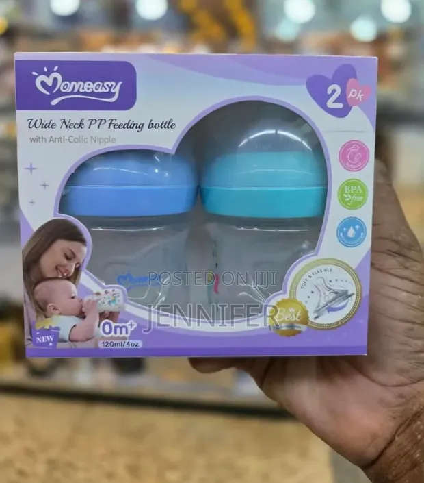 2pcs Momeasy 120ml Wide-Neck Anti-Colic Feeding Bottles - 1