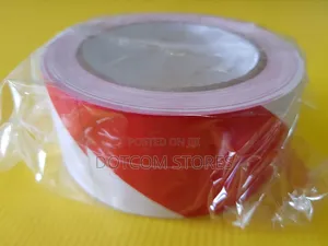 50mm x 100M PE Warning Tape Roll - Red/White Stripes