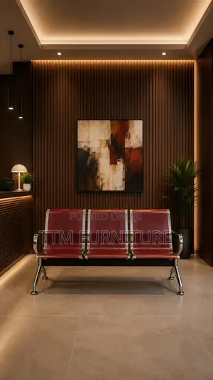 3-Seater Burgundy Waiting Chair