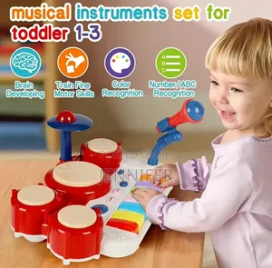 2-in-1 Musical Toy: Piano Keyboard & Drum Set