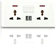 2-Gang Universal Switched Wall Socket with USB Ports - 2