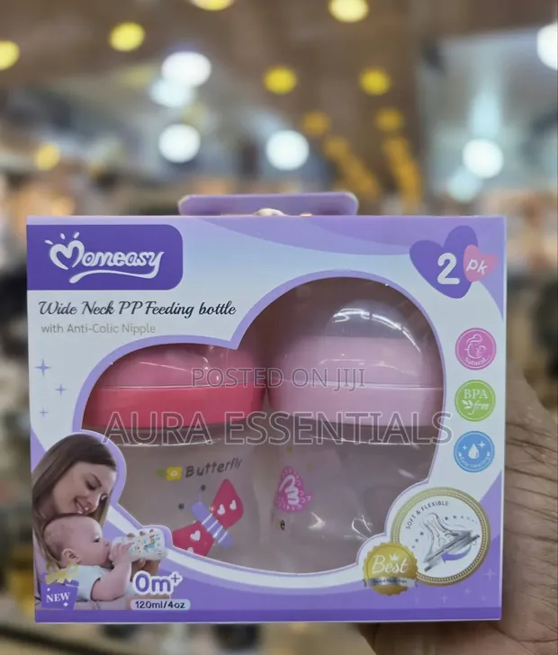 2pcs Momeasy 120ml Wide-Neck Anti-Colic Feeding Bottles - 1