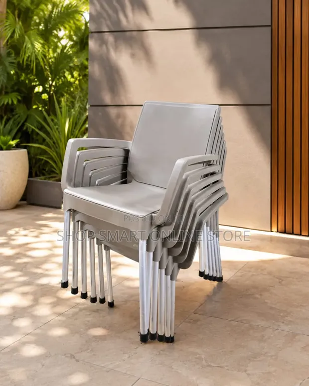 Plastic Dining Chairs with Metal Stands (Set of 4) - 1