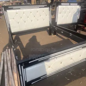 4x6 White Leather Bed Frame