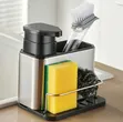 3-in-1 Stainless Steel Kitchen Sink Caddy with Soap Dispenser - 1
