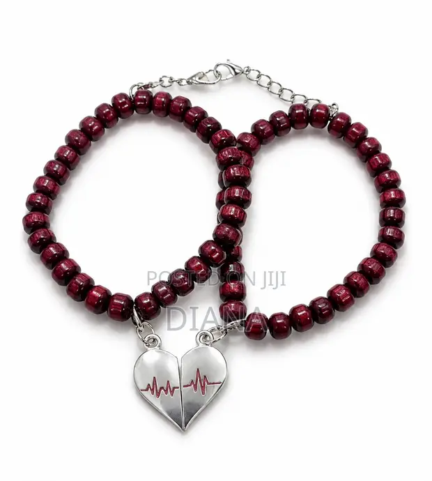 Couple Bracelets - Magnetic Pearls & Wood - 1