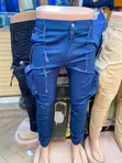 Men's Navy Blue Cotton Cargo Pants - 1