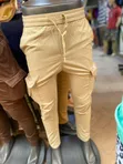 Brown Cotton Cargo Men Pants - 2