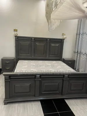 King Size Bed (6ft x 6ft) with Bedside - Musambya Wood