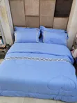 Blue Linen Bed Comforter Set - 2
