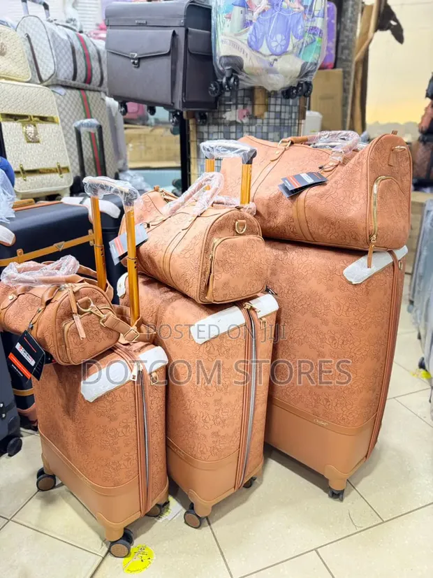 2pc Floral Embossed Trolley Luggage Set - 1