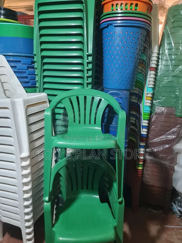 Brand New Green Plastic Chairs (Set of 4) - 1