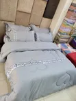 6x6 Linen Bed Cover Set - Gray - 1