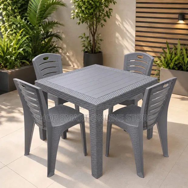 Brand New Heavy Duty Plastic Table and Chairs Set - 1