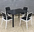4-Person Wooden Foldable Table and Plastic Chairs Set - 2