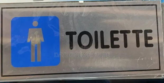 Blue Men's Toilet Sign - Self-Adhesive Silver Sticker - 1