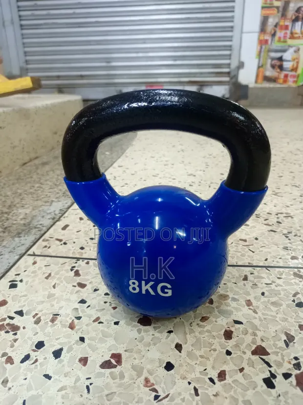 8kg Blue Vinyl-Coated Kettlebell - 1
