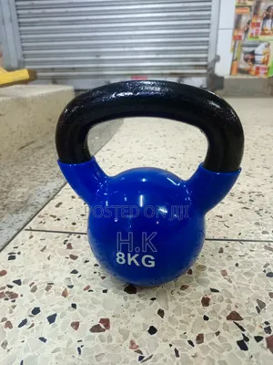 8kg Blue Vinyl-Coated Kettlebell