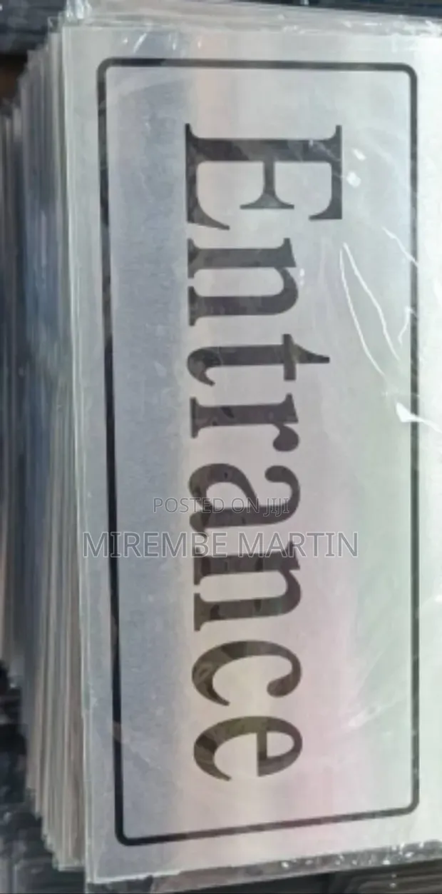 5 Pieces Silver Self-Adhesive Entrance Sign Stickers - 1