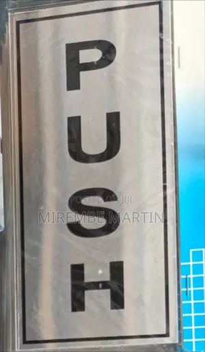 Push Sign - Self Adhesive Silver Card Sticker