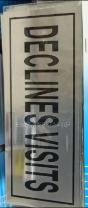 5 Pieces "Declines Visits" Self-Adhesive Silver Signs