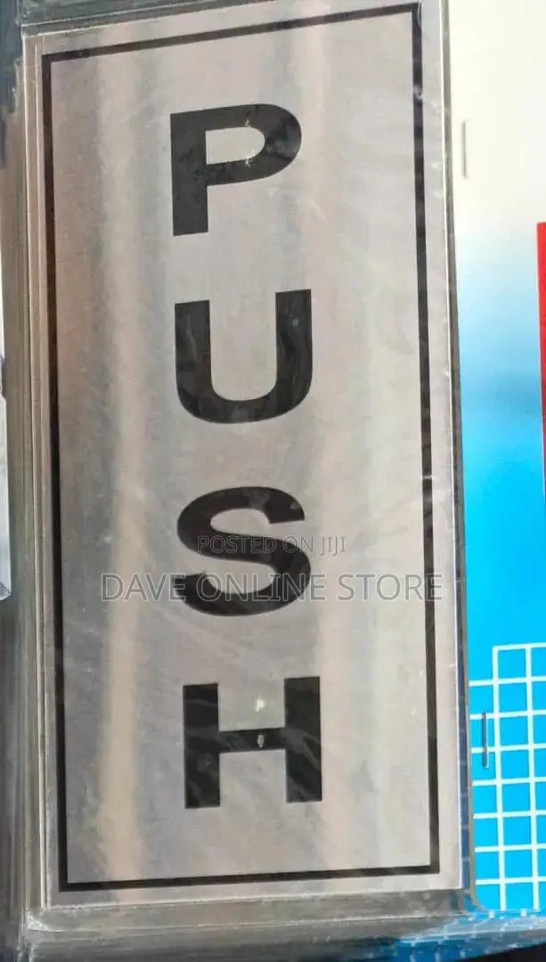 PUSH Sign Self Adhesive Silver Easy Stick Card Sticker - 1
