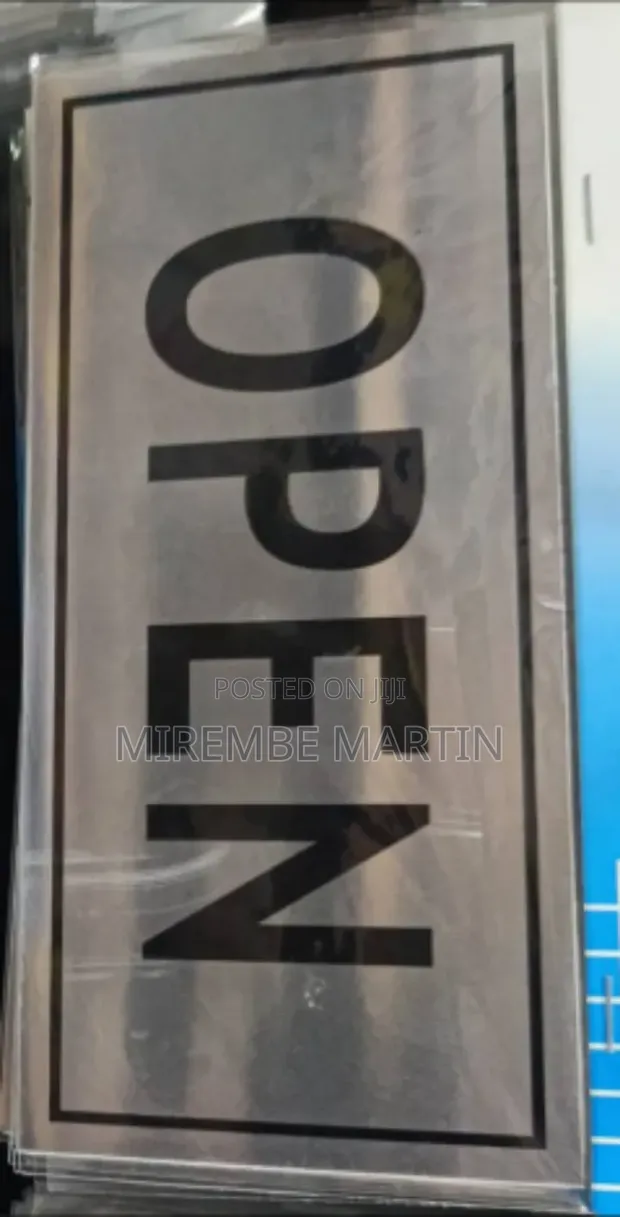 5 Pieces Silver Self-Adhesive 'Open' Door Signs - 1