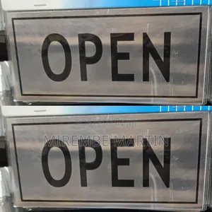 5 Pieces Silver Self-Adhesive 'Open' Door Signs