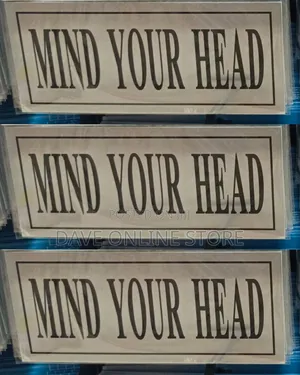 5 Pieces 'Mind Your Head' Self-Adhesive Silver Signs
