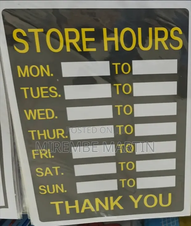 5 Pieces A4 Size Store Hours Stickers - 1