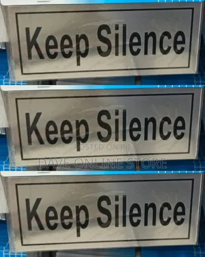 Keep Silence Sign - Self Adhesive Silver