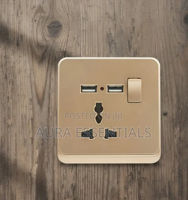 Single-Gang Universal Wall Socket with USB Charging Ports - 1