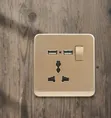 Single-Gang Universal Wall Socket with USB Charging Ports - 1