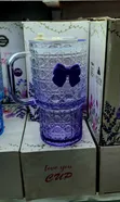 Glass Coffee Mug with Lid and Bow Detail - 1