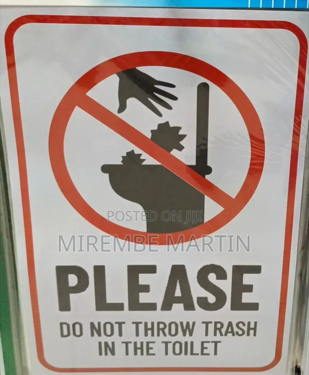 5 Pieces A4 'Do Not Throw Trash in Toilet' Sign - 1