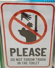 5 Pieces A4 'Do Not Throw Trash in Toilet' Sign - 1