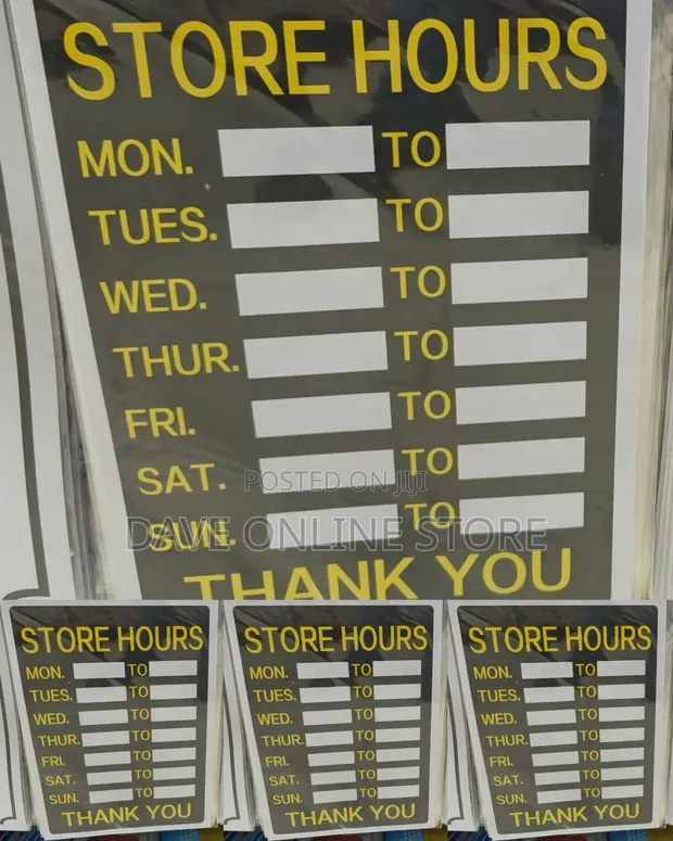 A4 Size Store Hours Sticker Sign - 1
