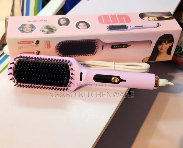 Straight Hair Styling Brush - Pink & Black - 1