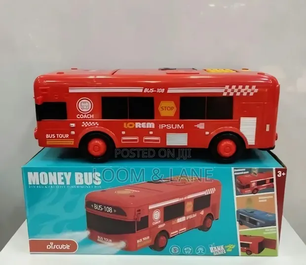 Money Bus Bank - 3-in-1 Toy, Safe, Piggy Bank - 1