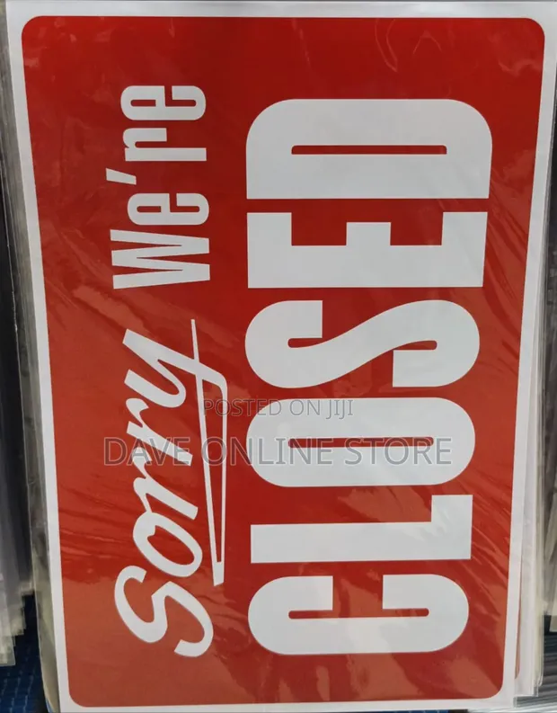 A4 Size 'Closed' Sign Stickers (5 Pieces) - 1