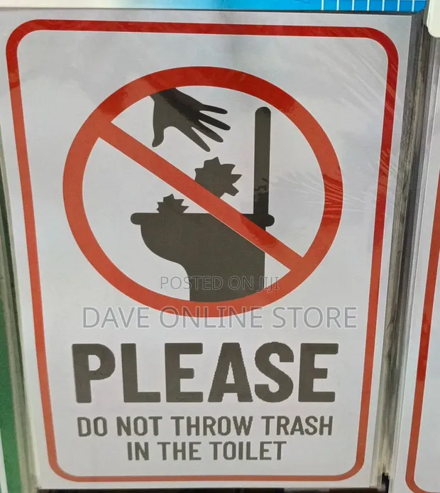 A4 Size 'Do Not Throw Trash in Toilet' Sign - 1