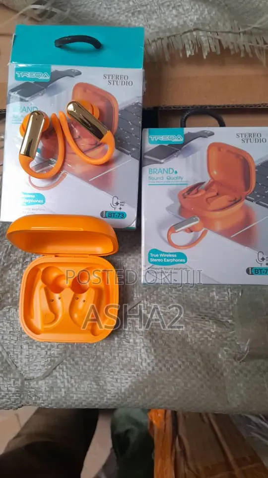 Brand New Wireless Stereo Earphones - BT-73 Orange - 1