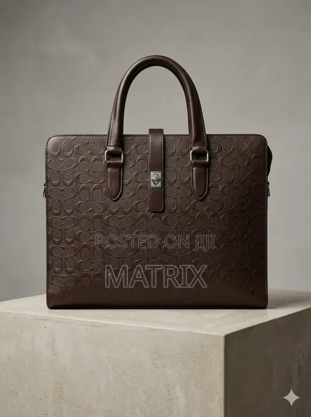 Luxury Embossed Leather Laptop Briefcase Bag - 1