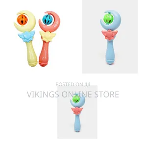 Set of 2 Plastic Crescent Moon Baby Rattle Wands