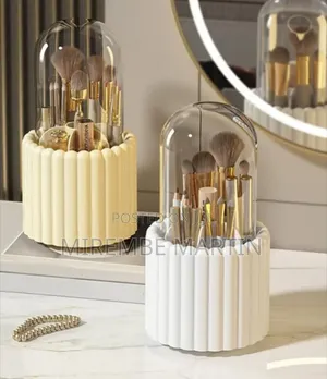 360 Degree Rotatable Makeup Brush Holder with Lid