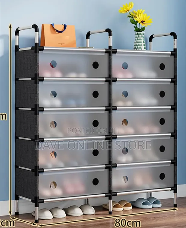 Double-Column, 5-Tier Modular Dustproof Shoe Rack Cabinet - 1