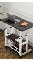Adjustable Mobile Laptop Table with Wheels & Storage - 1