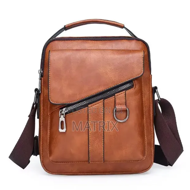 Brown Genuine Leather Crossbody Messenger Bag for Men - 1
